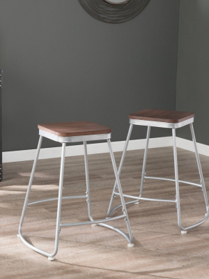 2pc Railac Counter Height Barstools Silver - Aiden Lane