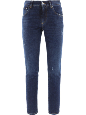 Dolce & Gabbana Logo Patch Straight-leg Jeans