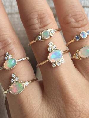 Opal Crown 5 Diamond Ring