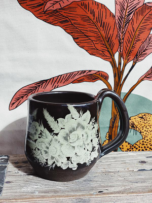 Mug: Black Melted Floral