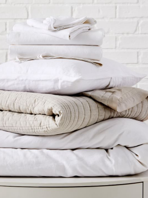 Belgian Flax Linen Styled Bedding Set - White