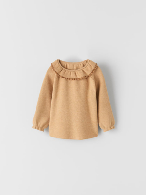 Lace Trim Ruffled Sweater