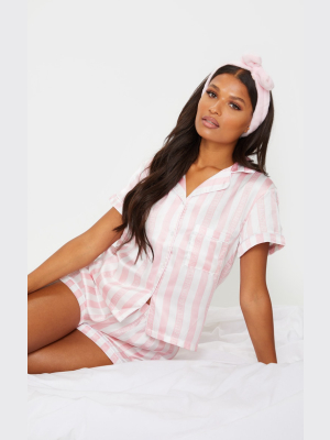 Prettylittlething Baby Pink Striped Satin...