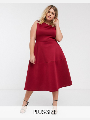 True Violet Plus Midi Prom Dress In Burgundy