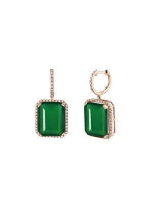 Gemstone Green Onyx Drop Earrings - Rose Gold