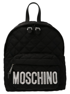 Moschino Logo Patched Quilted Backpack