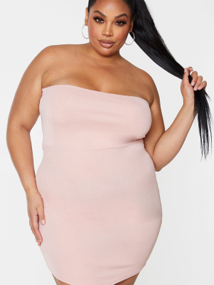 Plus Rose Bandeau Pointy Hem Bodycon Dress