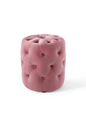 Amour Tufted Button Round Performance Velvet Ottoman - Modway