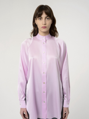 Silk Detachable Scarf Shirt