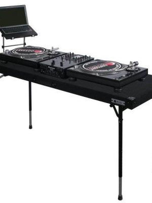 Odyssey Ctbc2060 Carpeted Portable Pro Dj Work Table W/ Adjustable Folding Legs