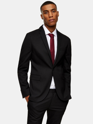 Black Single Breasted Super Skinny Fit Suit Blazer With Notch Lapels