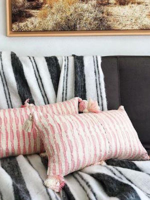 Antigua Lumbar Pillow- Faded Pink Striped