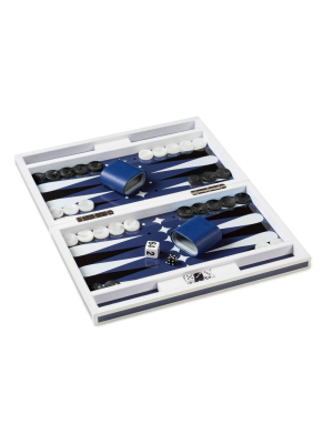 Aurosi Blue Lacquer Backgammon Set