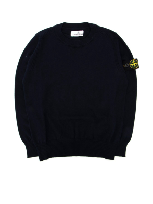 Stone Island Junior Logo Patch Fine Knit Jumper