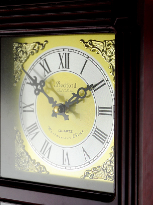 Bedford Clock Collection 22 Inch Wall Clock In Mahogany Cherry Oak Wood With Brass Pendulum And 4 Chimes