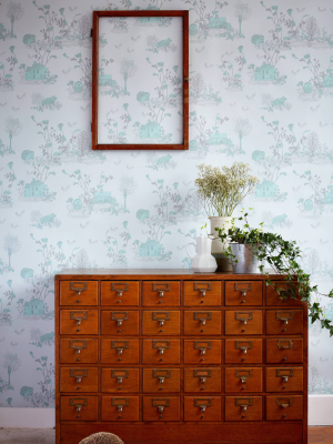 Classic Woodlands Wallpaper In Blue And Green By Sian Zeng