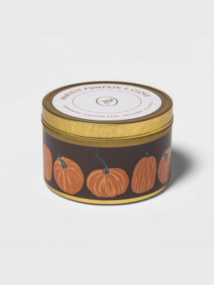 4.8oz Lidded Tin Jar Harvest Pumpkin And Clove Candle - Opalhouse™