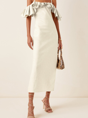 Pampelonne Ruffled Off-the-shoulder Cotton-blend Midi Dress