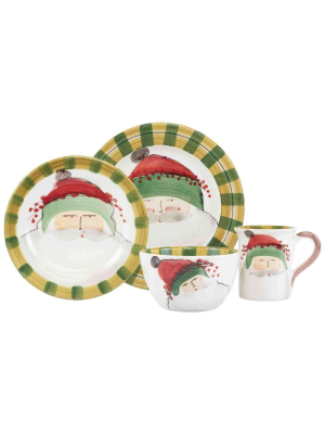 Vietri Old St. Nick Green Hat Four-piece Place Setting