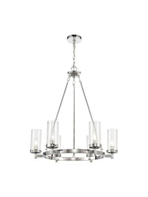 Melinda 6-light Chandelier In Polished Chrome With Seedy Glass