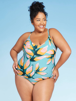 Women's Plus Size Tie Side One Piece Swimsuit - Kona Sol™