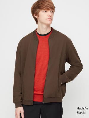 Men Brushed Cotton Zip-up Blouson