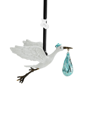 Stork Ornament Blue