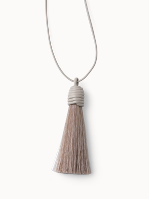 Long Leather Necklace With Horsehair Tassel