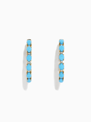 Effy 14k Yellow Gold Turquoise Hoop Earrings, 3.95 Tcw