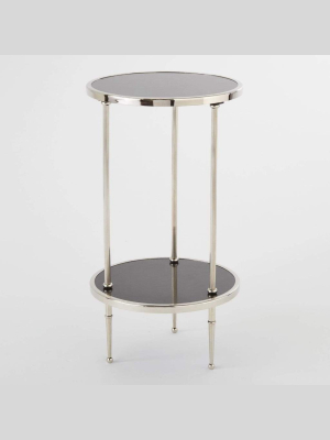 Global Views Petite Two Tier Table Nickel