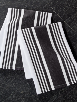 Cuisine Stripe Black Dish Towels, Set Of 2