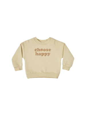 Rylee + Cru Choose Happy Crew Neck Sweatshirt - Butter