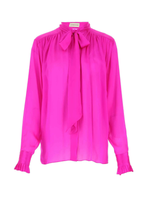 Alexandre Vauthier Pussy-bow Long-sleeve Blouse