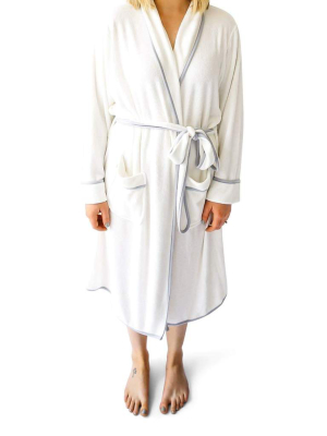 Adult Bath Robe In Cloud With Storm Trim