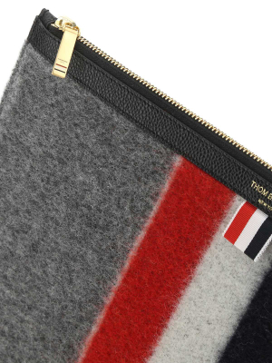 Thom Browne Rwb Stripe Zipped Clutch Bag