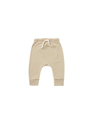 Quincy Mae Drawstring Pant In Gold Stripe