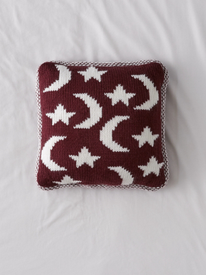 Moon And Stars Knit Throw Pillow