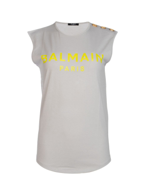 Balmain Logo Printed Button Detail Tank Top