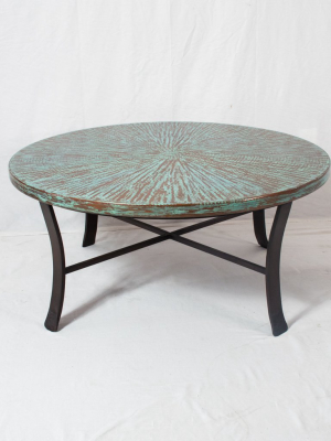 Windom Round Copper Coffee Table - Weathered Penny