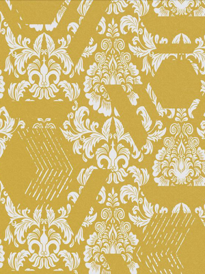 Geo Damask Wallpaper In Yellow From The Exclusives Collection By Graham & Brown