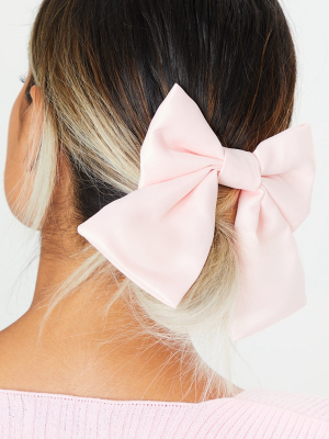 Pink Satin Oversized Bow Hair Clip