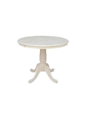 36" Round Top Pedestal Dining Table With 12" Leaf - International Concepts