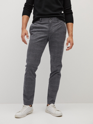 Slim Fit Checked Cotton Pants