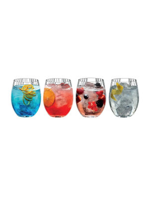 Riedel Tumbler Collection Mixing Series Gin And Tonic Set With Cocktail Recipes, Set Of 4 Glasses