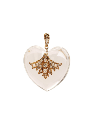 Hand Carved Rock Crystal Heart Pendant