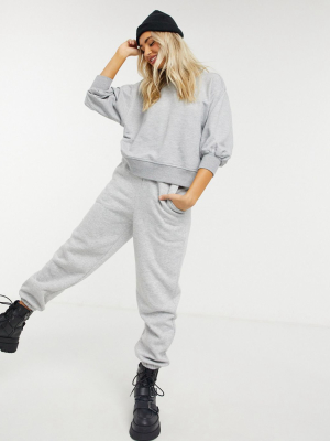 Asos Design Boxy Sweatshirt With Wide Sleeve In Gray Marl