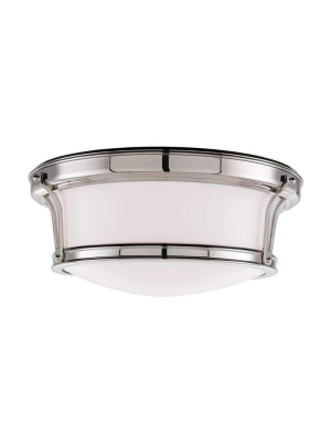 Newport 2 Light Flush Mount Polished Nickel