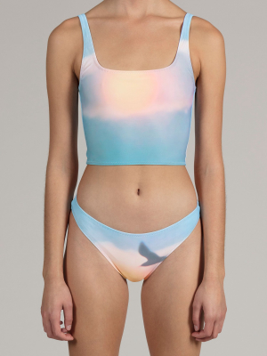 Sunrise Print Crop Swim Top