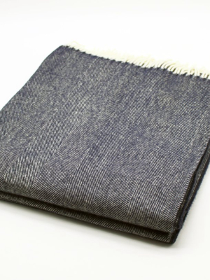 Merino Wool Collection Bed Throw In Indigo