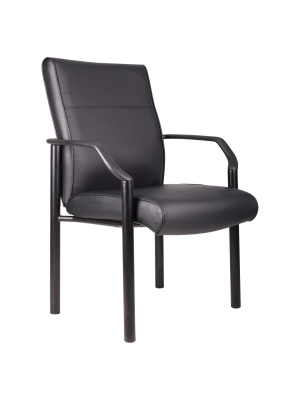 Mid Back Guest Chair In Leatherplus - Black - Boss